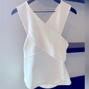 H&M White Ribbed Tank Top with Open Back
